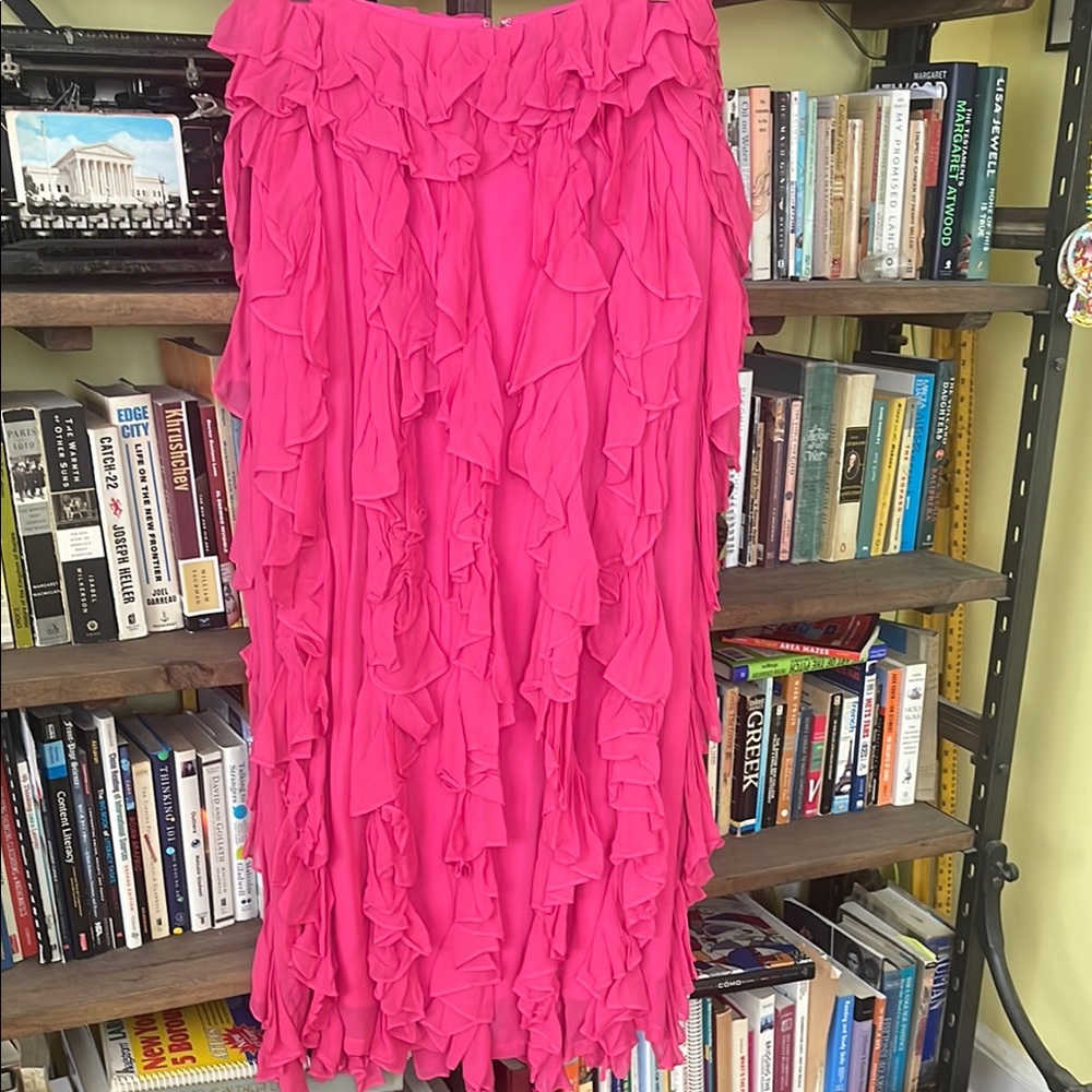 J.Crew Collection limited-edition Barbie Pink ruffle maxi skirt.